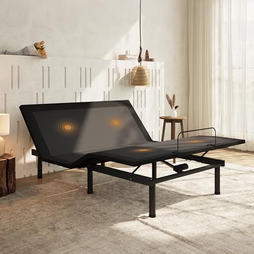Image of Full Adjustable Bed Frame with Remote & Massage,Head and Foot Incline,Dual USB Ports&Night Light,3 Height-Adjustable Legs,Zero Gravity,5 Min Easy Assembly