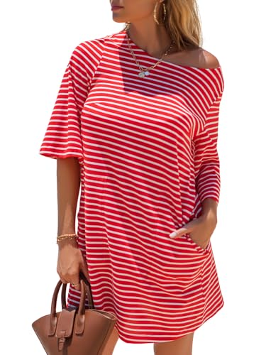 EXLURA Women's Summer T Shirt Dress Casual Short Sleeve Loose