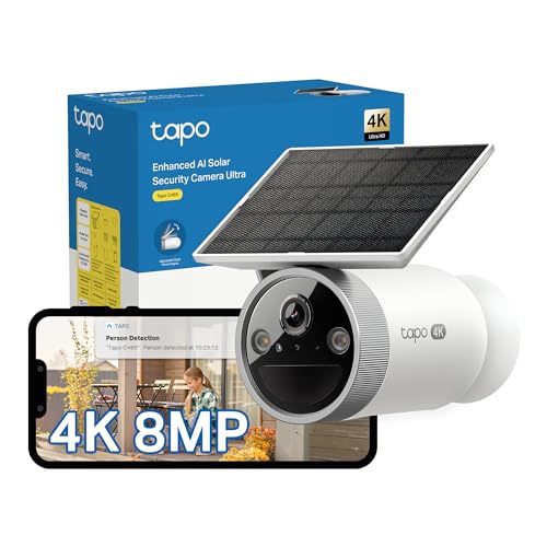 Tapo C465 4K 8MP UHD Security Camera Outdoor Wireless, All-in-One Solar Security Camera, Starlight Colour Night Outdoor Camera,AI Detection,IP65,No Hub Required CCTV,Alexa,Google Home,No Mon