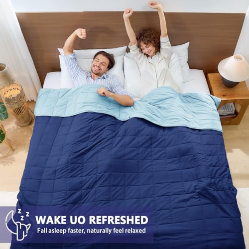 Image of yescool Weighted Blanket for Adults (30 lbs, 88 inch x 104 inch, Navy & Blue) Cooling Heavy Blanket for Sleeping Perfect for 290-310 lbs, King Size Breathable Blanket with Premium Glass Bead