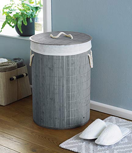 COUNTRY CLUB Round Bamboo Laundry Hamper Basket Clothes Storage Organizer With Lid