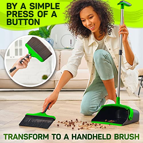 Broom And Dustpan Set For Home With Long Handle - Broom With Stand Up Dust Pans Combo Set For Kitchen, Lobby, Home Cleaning Essentials - Magic Kitchen Broom - Escobas Para Barrer Piso #TOP3