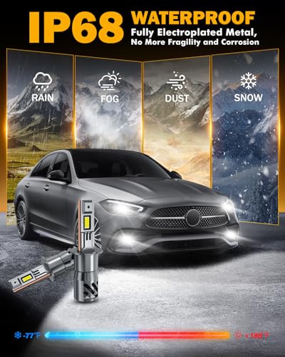 Image of Auxbeam H3 Fog Lights White Powersport Lights Offroad 16000LM | 700% brightness, far and wide view, all in one design, built in fan and copper tube, plug and play, 6500k white