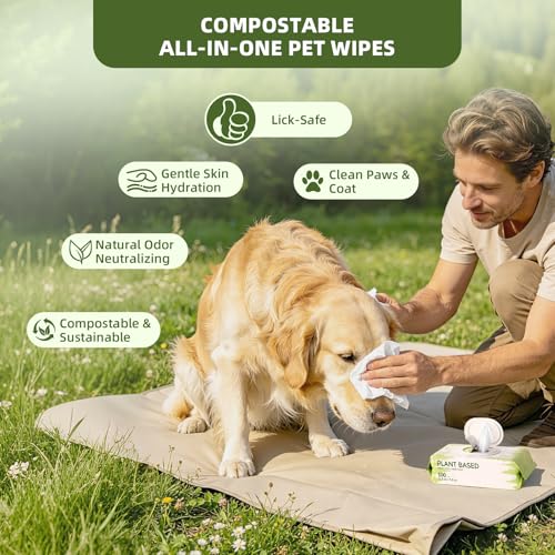 Image of IMMHABI 600 Count Dog Wipes, Unscented Plant-Based Hypoallergenic Pet Wipes for Paws, Butt, and Anal Gland Care, Cleansing & Deodorizing for Puppies and Cats