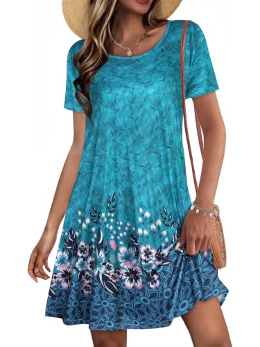 Image of JOLIGAL Summer Dresses for Women Casual Short Sleeve Sundress Scoop Neck Beach T Shirt Dress with Pockets 2026