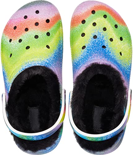 Crocs Classic Tie Dye Lined Clogs | Kids' Slippers, White/Multi, 10 Us Unisex Toddler #TOP2