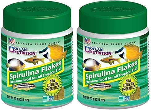 Ocean Nutrition 2 Pack of Spirulina Flakes Premium Tropical Fish Food, 1.2 Ounces Per Container