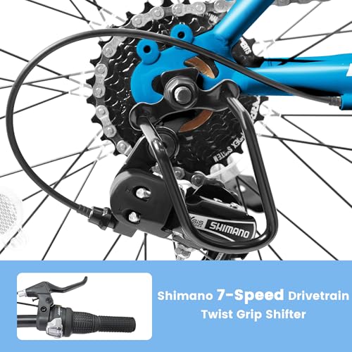 Image of Ecarpat 20 inch Kids Mountain Bike for Boys Girls 7-15 Years Old, All Terrain Mountain Bikes 7-Speed with Mechanical Disc Brakes Front Suspension, Mountain Bicycle Gift for Boys and Girls