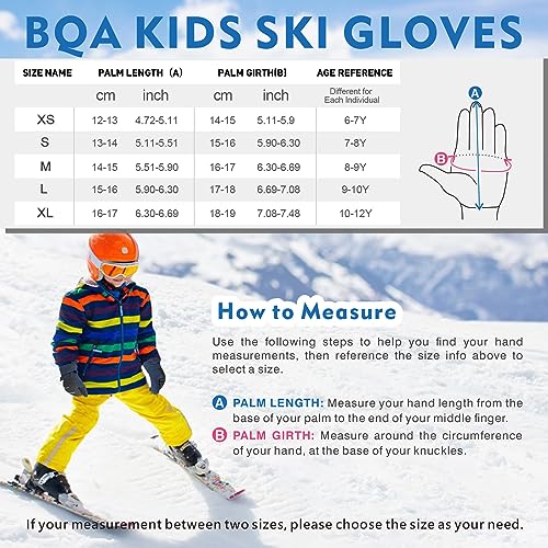 Bqa Kids Ski Gloves Waterproof Winter Cold Weather Snowboard Snow Warm Gloves For Boys & Girls #TOP1