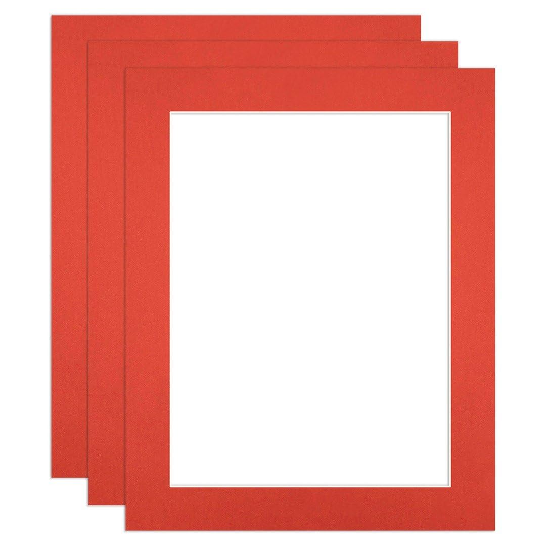 Procut Global 50x40cm Poppy Red Picture Mounts to Fit 40x30cm Aperture - Precision Cut Cardboard Photo Mount - Ideal for Frames, Prints, Artwork & Certificates - Sizes & Colours Available - 3 Pack