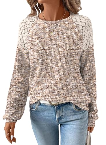 SHEWIN Fall Women Long Sleeve Tops Waffle Knit Shirts Muticolor Fabric Blouses