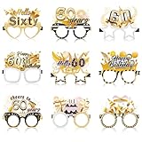 Konsait 60th Birthday Glasses, 18 Pack 60th Birthday Paper Glasses for Man Women, 60th Birthday Photo Props Party Supplies, Hello Sixty Cheers to 60 Years 60th Birthday Party Favors