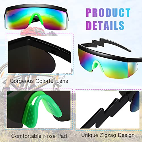 Frienda 3 Pairs Retro Semi Rimless Sunglasses 80s 90s Zigzag Sunglasses Colored Transparent Lens Glasses for Men Women3