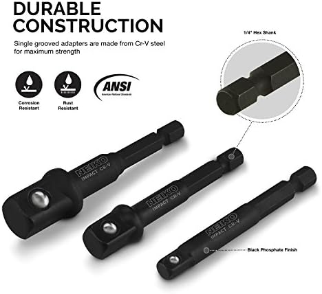 Amazon Com Neiko a Socket Adapter Set 3 Piece Combo 1 4 3 8 1 2 Inch Impact Drive Cr V Steel Compatible With Power Drills Drivers Everything Else Amazon Com Neiko a Socket Adapter Set 3 Piece Combo 1 4 3 8 1 2 Inch Impact Drive Cr V Steel Compatible With Power Drills Drivers Everything Else
