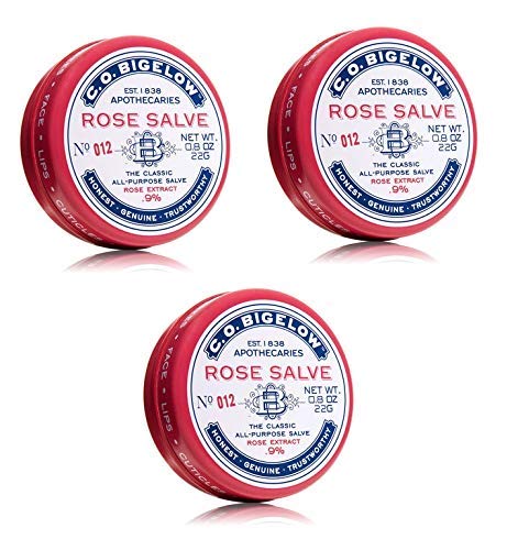 C. O. Bigelow Rose Salve The Classic All-Purpose Salve, 3 Pack (2.4 Ounce, Rose Lip Balm, Soothing)