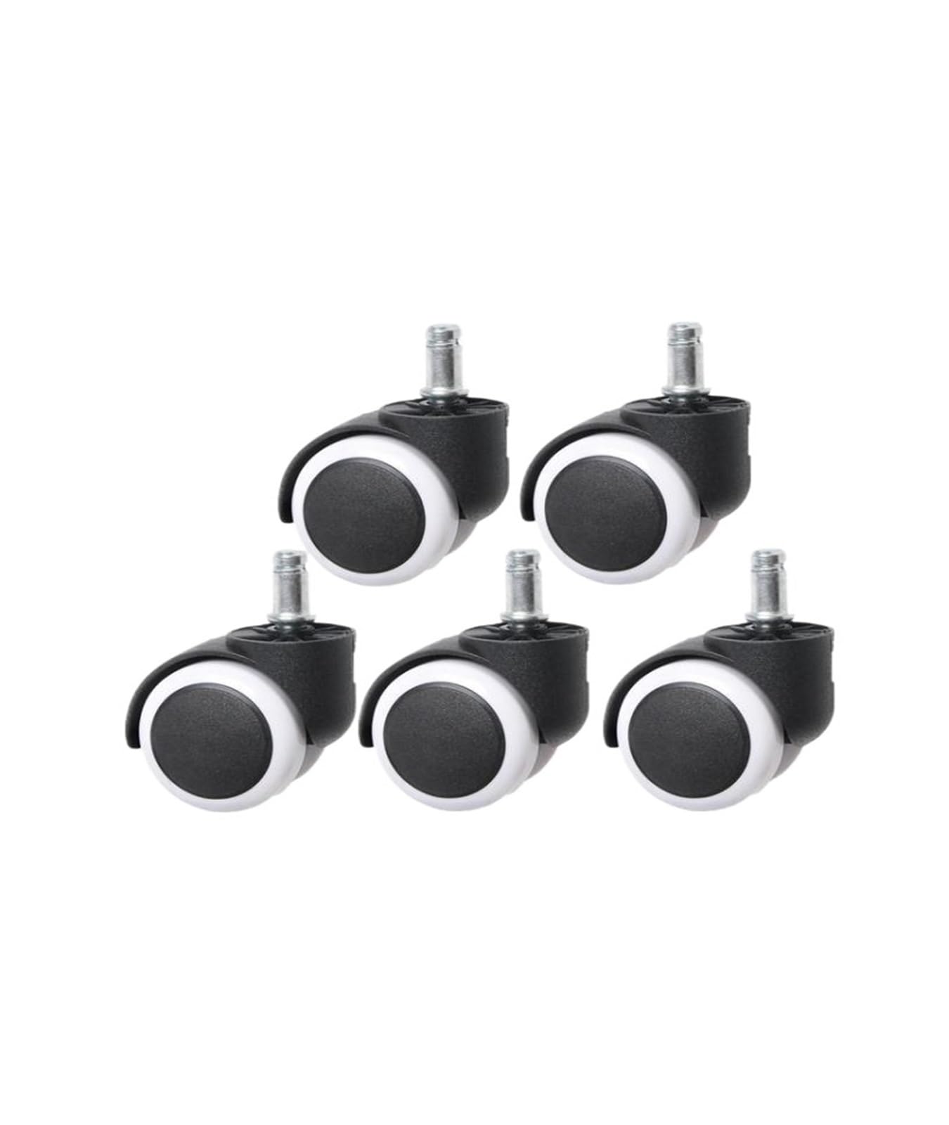 (5 Pack) 10mm/11mm 2 inch circlip/Screw Pu Office Chair casters Large Swivel Wheels Silent(Circlip-Black-11mm)