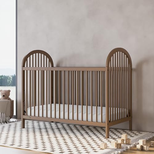 Image of Graco Olivia 3-in-1 Convertible Crib - GREENGUARD Gold Certified, 100% Solid Wood, Fits Standard Baby Crib Mattress, Converts to Toddler Bed and Daybed, 4 Adjustable Mattress Heights (Hazelnut)