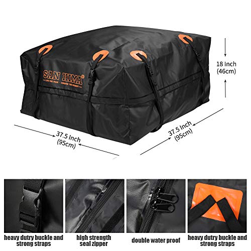 Rooftop Cargo Bag - (14.7 Cubic Feet) Heavy Duty Roof Bag - 100% Waterproof Excellent Quality Car Top Carrier Bag Fits All Cars with Rack - Roof Top Car Bag, 1 Year Warranty - Thumbnail 3