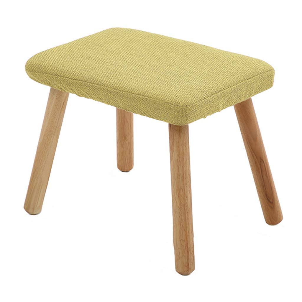 Taburete de madera maciza y lino CHEWYNP #3 para salon y dormitorio