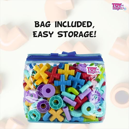 Image of ToyMagic Pipe Building Blocks - 310 Pcs, Creative Interlocking STEM Toys for Kids, Multicolor DIY Construction Set, Educational Puzzle Blocks, Enhances Fine Motor Skills, Ideal Gift for Ages 3+