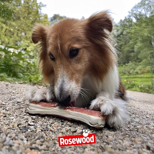 Rosewood Chewy Bones Ente Small – Kleine Kauknochen für Hunde, Kausnack aus Rinderhaut mit Ente, unterstützt die Zahnpflege, ohne Getreide, ohne künstliche Zusatzstoffe, 80 g