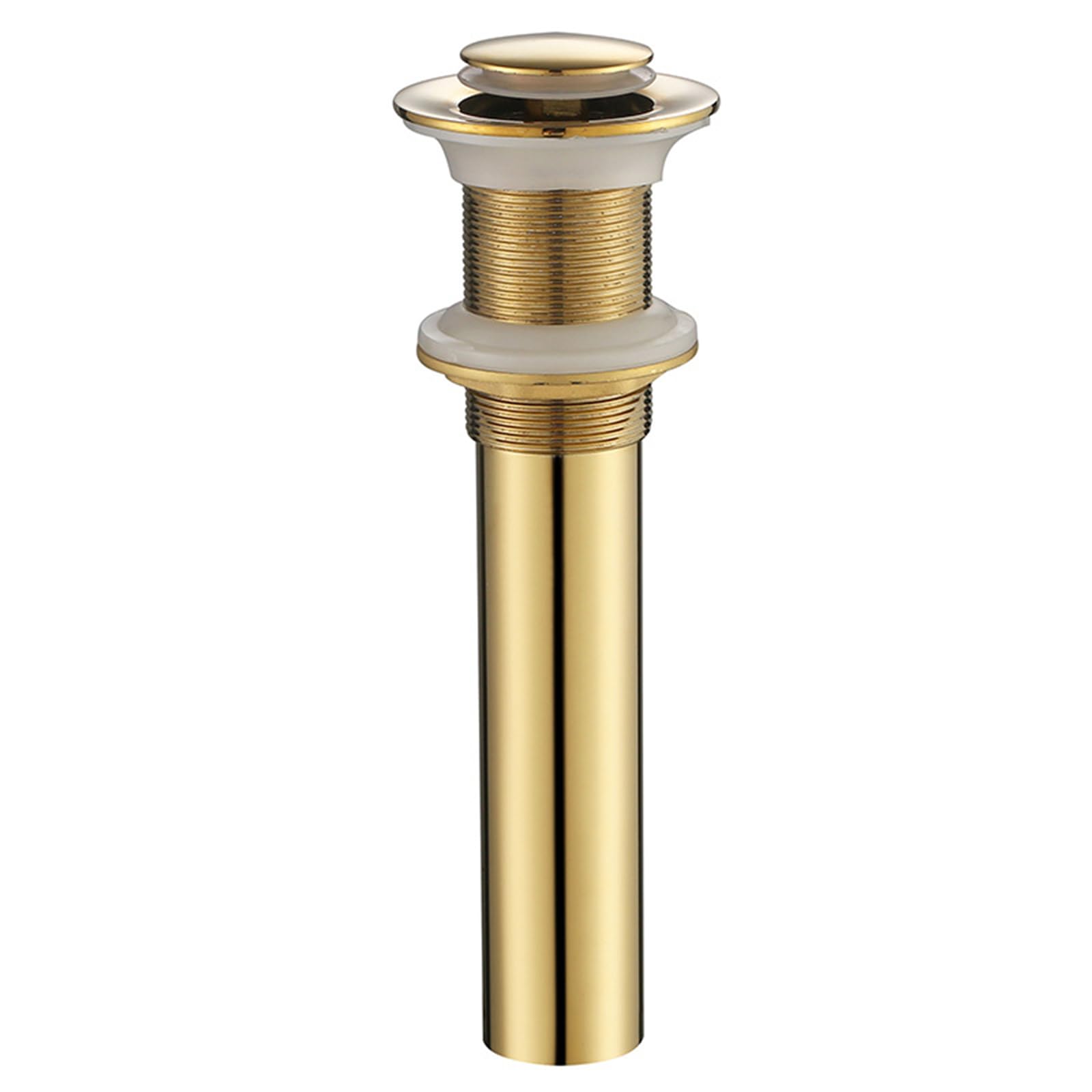 Tubo di scarico per lavello pop-up Tappo di scarico pop-up per lavabo, scanalato, in ottone e silicone, a prova di odori, per lavandino, vasca da bagno, in cromo antico dorato e nero. (Gold)