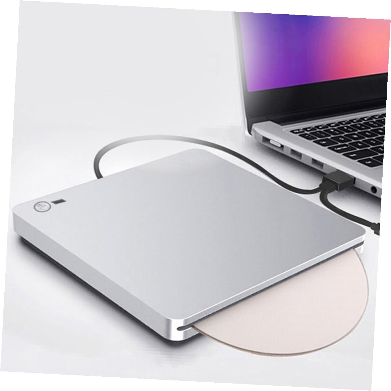 Multifunctional Dual Interface CD Burner External USB Type-c Optical Drive for Home Office Ultra-Thin Portable CD DVD Player with Fast Transmission Compatible with Windows Systems