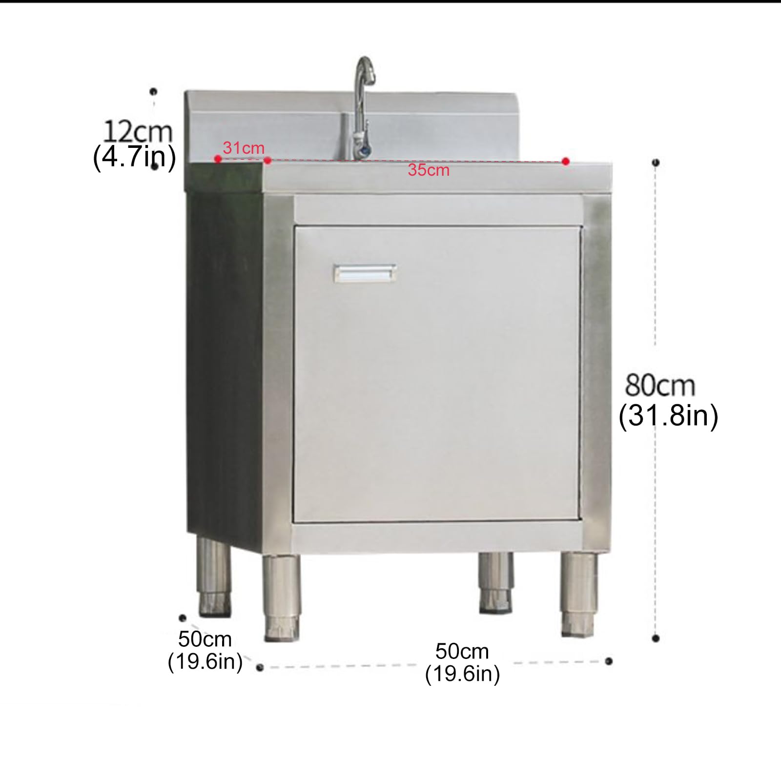 Plonge En Inox Professionnelle Sur Meuble Bas Armoire Placard Avec Evier Acier Inoxydable (1 Bac