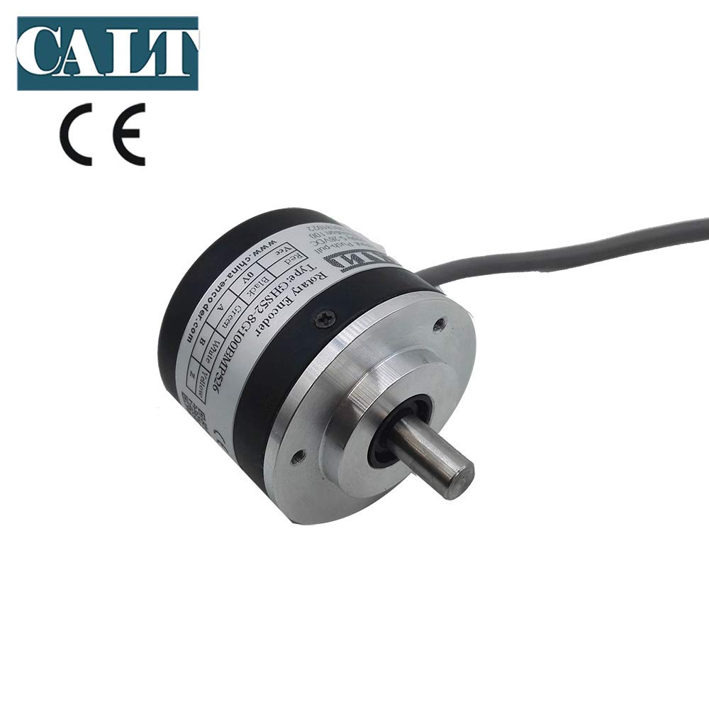 CALT, encoder ottico esterno, 52 mm, 8 mm, albero solido, alimentazione 5-26 V DC, encoder rotativo PNP Push Pull segnale di uscita impulso 1000 ppr encoder incrementale, 1000PPR