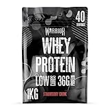 Warrior Whey Protein Powder – Up to 36g* of Protein Per Shake – Low Sugar, and Low Carbs – GMP Certified (Strawberry Crème, 1kg)