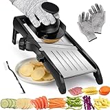 Pawchop Mandoline Slicer with 10 Blades&Hand Guard, Safe Mandoline Food Slicer for Potato Cabbage Fruit, Professional Chef-Grade Vegetable Cutter for Fast, Precise Cuts, Easy to Clean, Kitchen Gadget