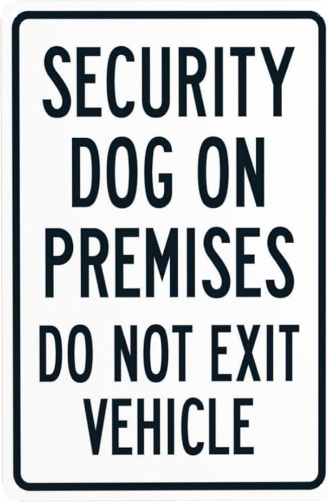 Security Dog On Premises Do Not Exit Vehicle Warning Sign Beware Of Dog Security Metal Signs For Business Home Outdoor Indoor Garage Street Wall Safety Caution Decor Gift For Women Men 8x12 Inch