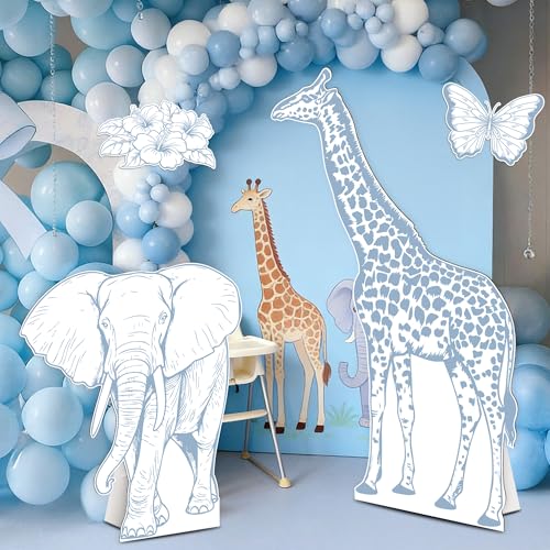 Catálogo para Comprar On-line Recortes de cartón más recomendados. 42 KARAQY - Juego de 4 piezas de cartón de animales de la selva azul, diseño de jirafa de elefante, recortes de cartón, decoración de baby shower de safari para cumpleaños,...