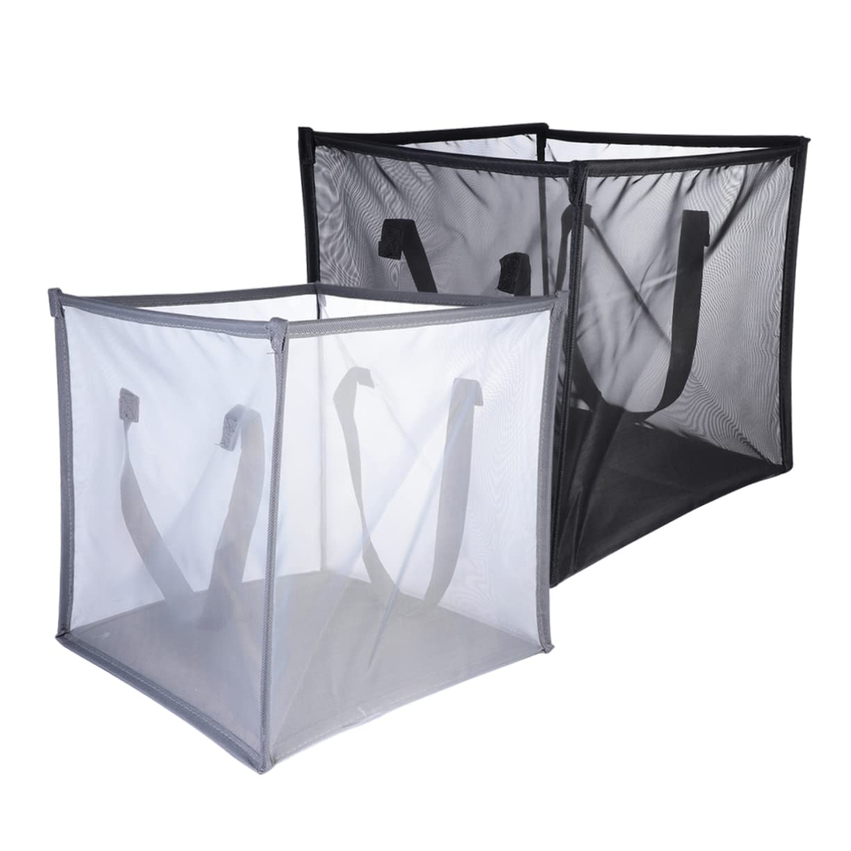 2 Piezas, Cesta de Ropa Sucia Negra y Gris Plegable, de Malla