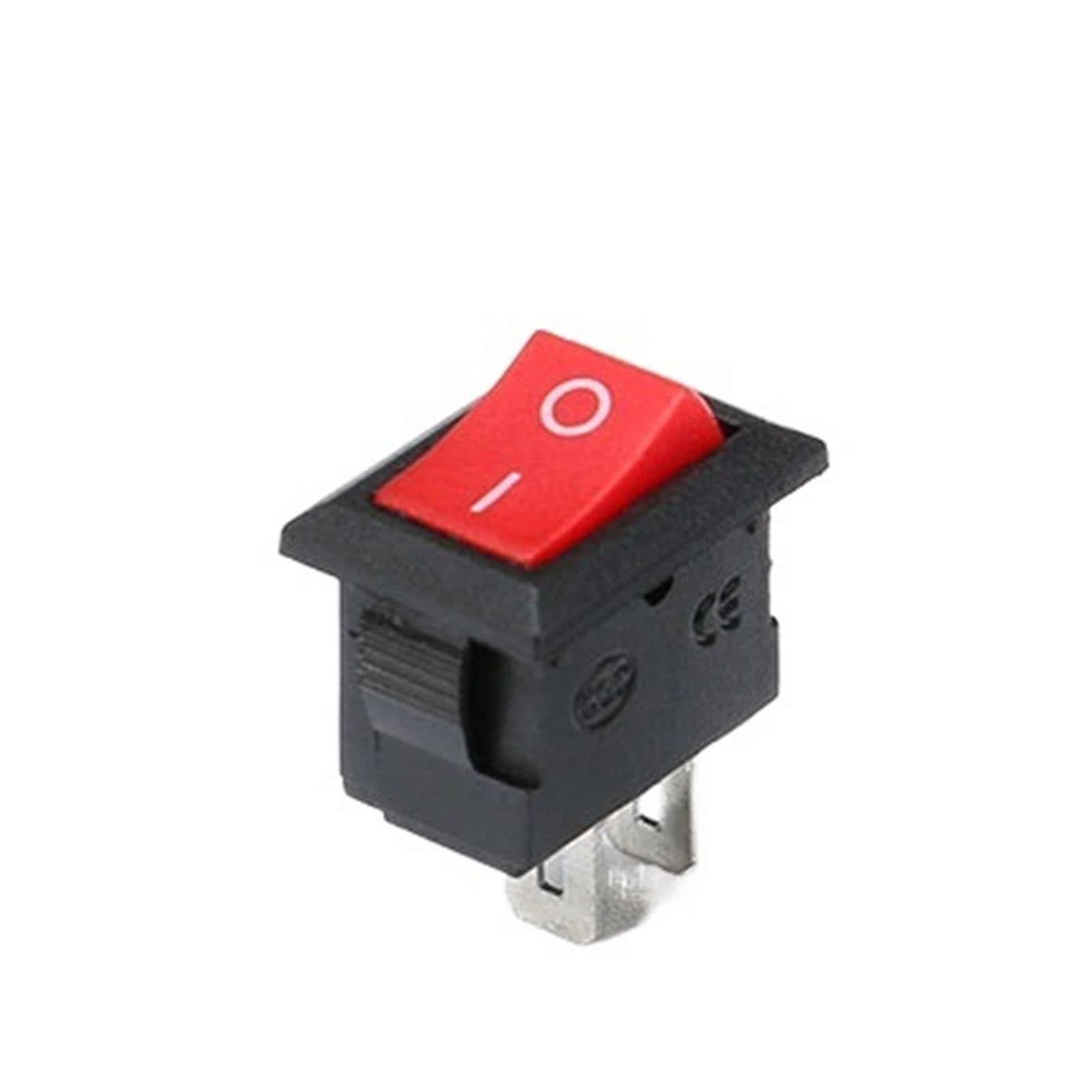 Einbau-Wippschalter rot schwarz 2-polig 21x15mm 250V/8A Einbau-Wippschalter rot schwarz 2-polig 21x15mm 250V/8A
