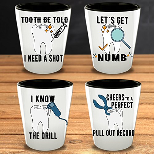 Dentist Gift - Funny Shot Glasses - Dentist Shot Glass - Funny Dental Birthday Ceramic Shot Glasses Gift - Dental School - Graduation Gift, 21St Birthday Gift, Dentistry Gifts - Alcohol Glasses #TOP1
