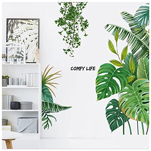 Big Green Leaf Wall Stickers Tropical Plant Leaves Window Decals Wall Murals Wall Art Decorative Sticker For Kids Home Living Room Bedroom Nursery Playroom Jungle Party Decor Decorations Supplies #TOP6