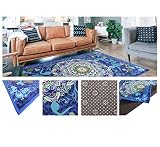 COMERCIAL CANDELA FELPUDOS Y ALFOMBRAS Alfombra Poliéster Antideslizante Diseño Mandalas Relajante Color (Mandala Azul, 120_x_170 CM)