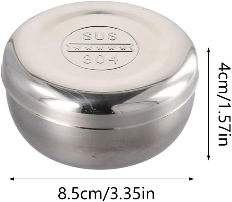 Stainless Steel Rice Bowl Convenient Serving Bowl with Cover Practical Metal Food Container with Lid Cooking Supplies, 8.5*4CM