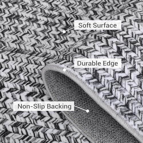 LUXLOOM Washable Area Rugs 10x13 Modern Rugs for Bedroom Grey Rug Imitation Braided Soft Large Area Rug Non Slip Throw Rugs Stain Resistant Carpet for Nursery Dining Room Office 10'x13' Light Grey by LUXLOOM - Used condition - Image 3