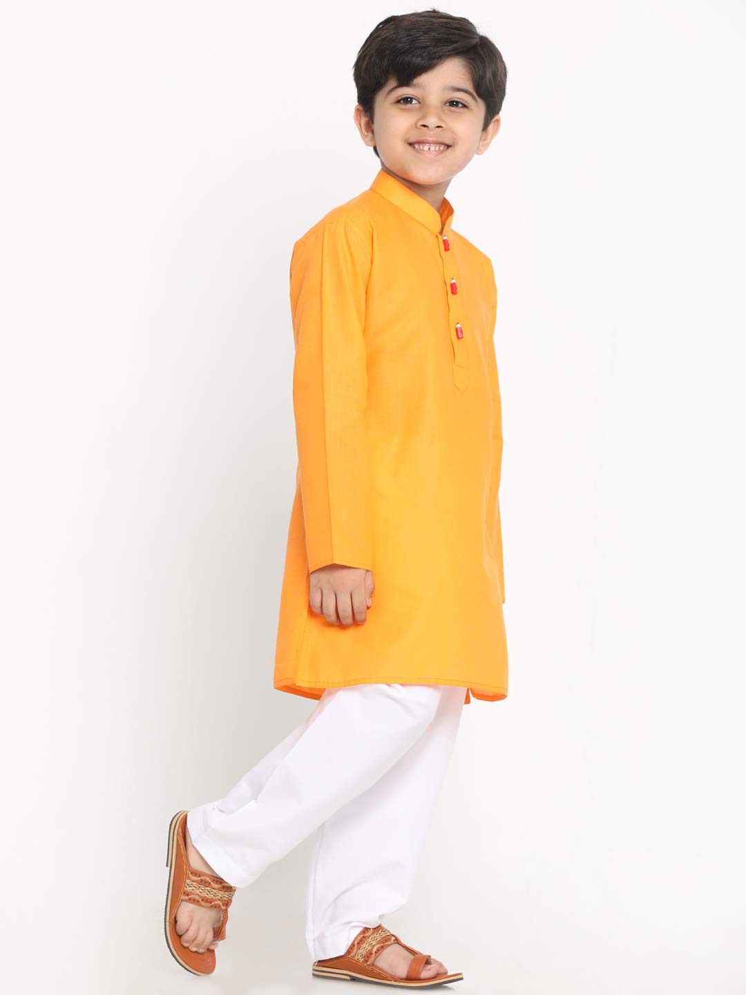 Jbn Creation Boys' Orange Cotton Blend Kurta And Pyjama Set_Jbnbk066Ornpwh_22