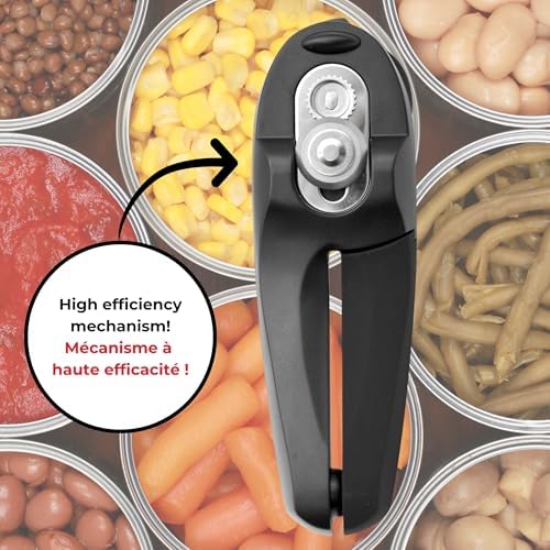 Starfrit MightiCan Can Opener, Safe Smooth-Cut Design, Holds Lid and Leaves No Sharp Edges, Comfort Grip Handle, Heavy-Duty Non-Slip Knob, 3-Year Warranty, Black - 2