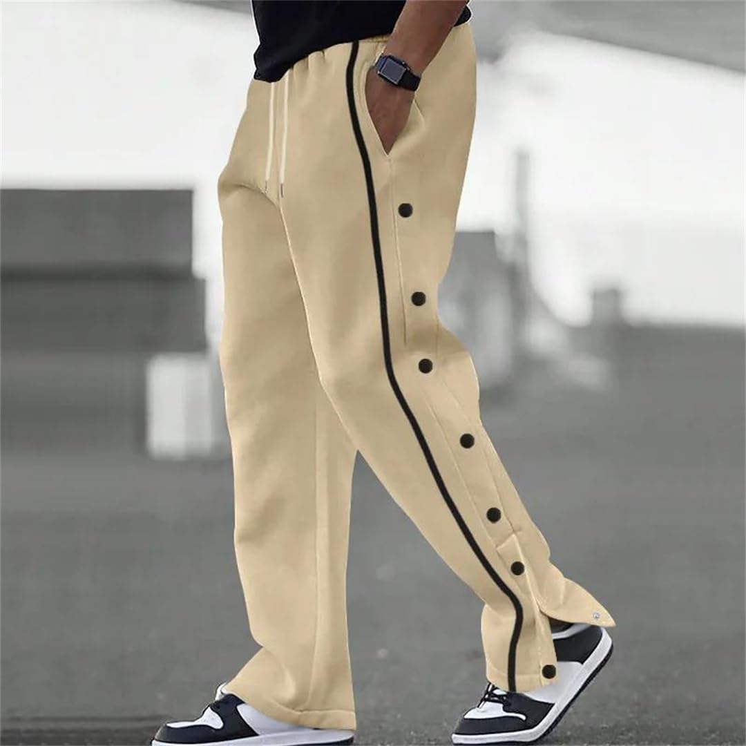 Men's High Street Button Casual Drawstring Wide-Leg Pants