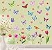 KAIRNE 59 Pezzi Fiori e Farfalle Adesivi per Finestra,Fiori Decalcomanie per Stanza del Ragazza,Adesivo Murale Floreale Cameretta de Bambini,Sticker da Muro Animale per Soggiorno Asilo Nido Decor