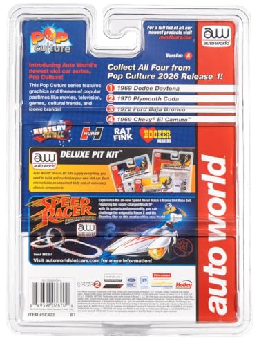 1969 Chevy El Camino Slot Car (Black & White) Auto World miniatura 4