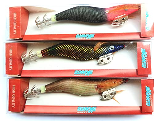 Kit 3 Totanare 3.0 Egi Scure Seta Pesca Seppia Seppie Calamari Barca Riva Eging Totanara Nera