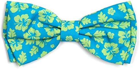 The Worthy Dog Hawaiian Flower Pattern Comfortable Casual Bow Tie Cute Dog Accessories Fit Small Dogs - Aloha Turquoise Color