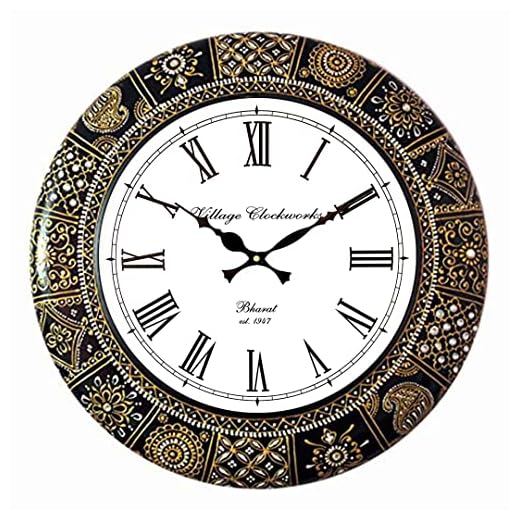 RoyalsCart Floral Design Painting Analog Wall Clock - 18 x 18 Inch,Multicolor