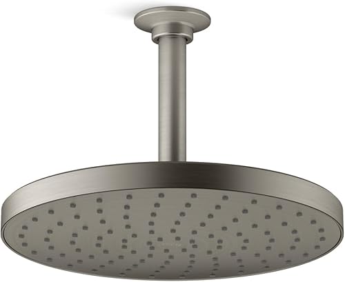 KOHLER K-76465-Y-BN Awaken Cabezal de lluvia de una sola función, cabezal de ducha tipo lluvia, cabezal de ducha de montaje en pared o techo, 2.5