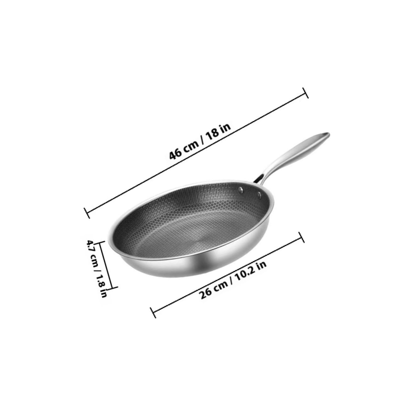 SHINEOFI Padella Padella Antiaderente per Uova Fondo Piatto in Acciaio Inossidabile Resistente al Calore per Cucina e Friggere per Uso Quotidiano